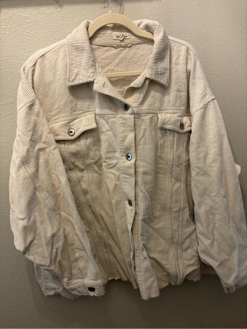 Corduroy Shacket Jacket in Cream - Unbranded Women’s Oversized Coat